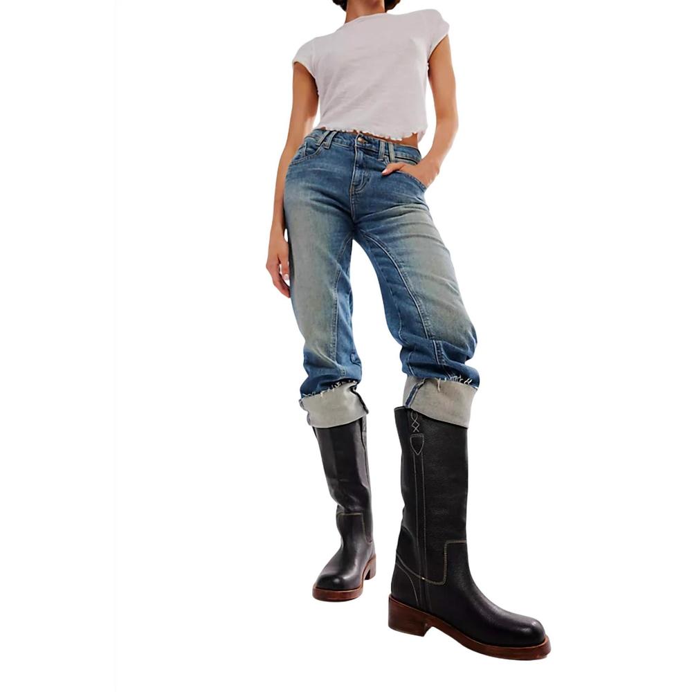 Free People Black Leather Over the Knee Boots